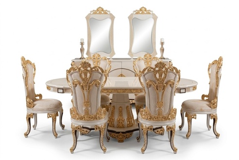 Luxus Esszimmer Esstisch Stuhl Holz Tische Tisch Barock Ess Stühle Möbel Gruppe
