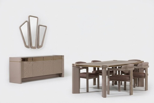 Luxus Esszimmer Set Esstisch + 6x Stühle Sideboard mit 3xSpiegel Essgruppen