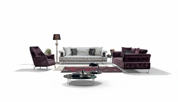 Luxus Garnitur Sofagarnitur 3+3+1Sitz Sofas Sessel Holz mit Metall