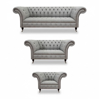 Luxus Grau Sofagarnitue 3tlg Chesterfield Sofas Komplett Wohnzimmer