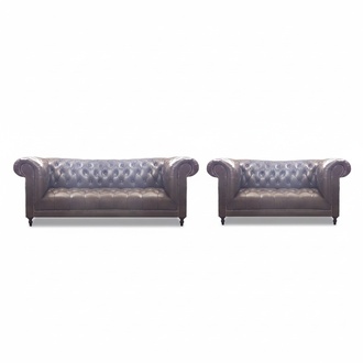 Luxus Leder 2x Sofas Komplett Wohnzimmer Einrichtung Polstermöbel Einrichtung