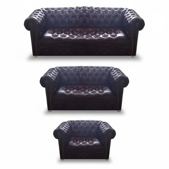 Luxus Leder Komplett Chesterfield Braun Sofa Einrichtung Wohnzimmer Couch Sessel