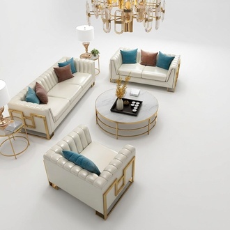 Luxus Möbel Sofagarnitur Couch Sofa Polster 3 2 1 Sitzer Couchtisch 4tlg Holz