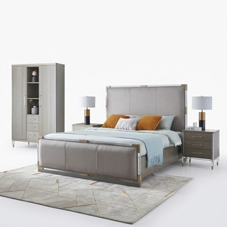 Luxus Schlafzimmer Möbel Bett 2x Nachttisch Set Betten dubai hotel möbel