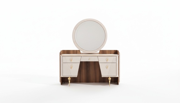 Luxus Schminktisch mit Spiegel Modern Einrichtung Schlafzimmer Design Möbel
