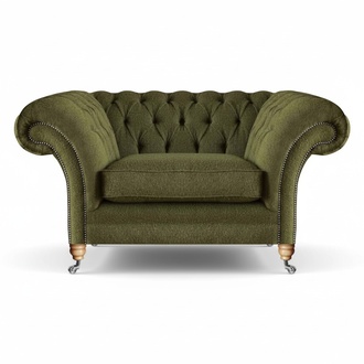 Luxus Sessel Modern Grün Wohnzimmer Polstermöbel Textil Sitz Chesterfield