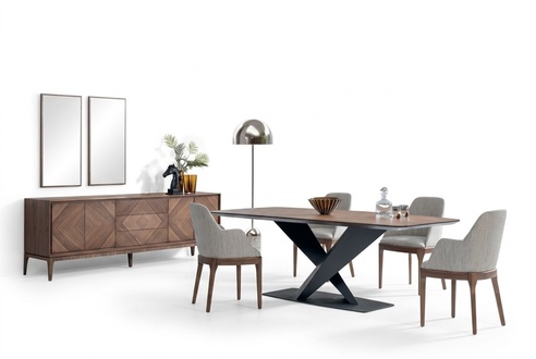 Luxus Set Für Esszimmer 5tlg Tisch 4x Stuhle mit Anrichte Tische Holz
