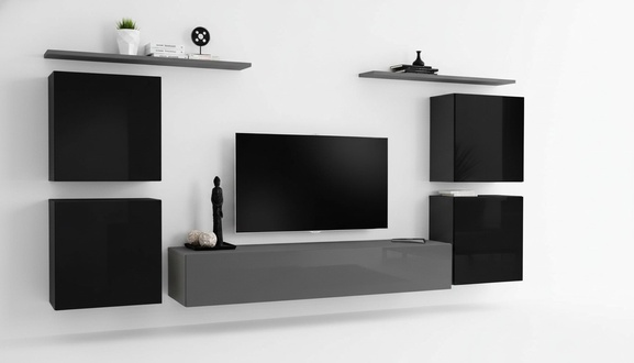 Luxus Set Regal Wohnwand Holzmöbel Komplett 4x Wandschrank Wohnzimmer Neu