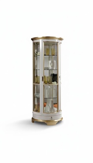 Luxus Single Vitrine Weiß Schrank Eintüriger Glasschrank Holz Möbel Schränke Neu