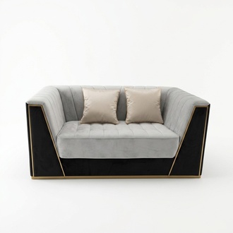 Luxus Sofa 2Sitzer Möbel Design Polster schwarz Textil Samt Sofas Couchen
