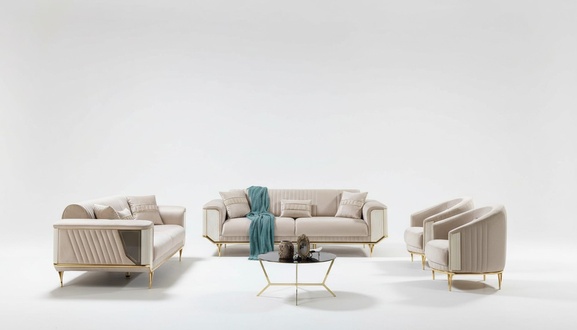 Luxus Sofagarnitur 3+3+1+1 Couch Polster Möbel Dreisitzer Set Textil 4tlg