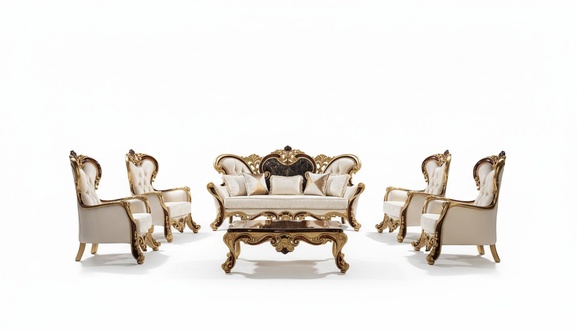 Luxus Sofagarnitur Barock Rokoko Sofa Set 3+3+1+1 Couchtisch