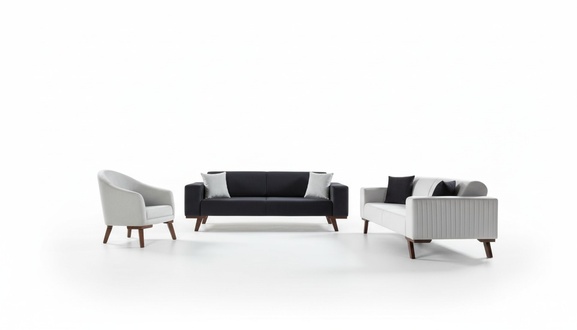 Luxus Sofagarnitur Dreisitzer 3+3+1 Sitz Stoff Sofa Sessel Textil Stil