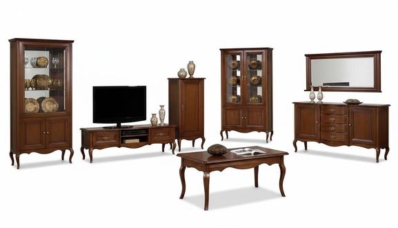 Luxus TV Lowboard Klassisches Vitrine Wohnzimmer Set Möbel Schränke 5tlg