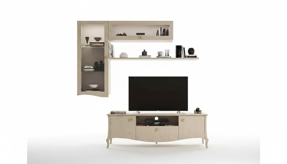 Luxus tv -Ständer Wohnzimmer rtv Lowboard Wandregale Beige Wohnwand Neu