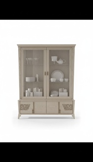 Luxus Vitrine 2 Tür Holz Schrank Wohnzimmer Glas Schränke Design Möbel