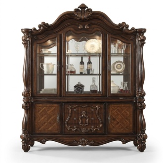 Luxus Vitrine Vitrinen Schrank Holz Eckschrank Eckvitrine Glas Neu Barock