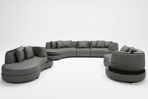 Luxus Wohn Eck Leder Garnitur Landschaft Polster Ecke XXL Big Sofa U Form + USB