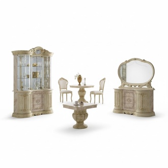Luxus Wohn Ess Zimmer Set 2 tlg Garnitur Tisch Anrichte Klassische Vitrine