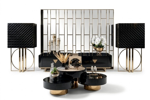 Luxus Wohnzimmer Set Beistelltisch Loungetisch Designer Vitrone Glasvitrine 5tlg