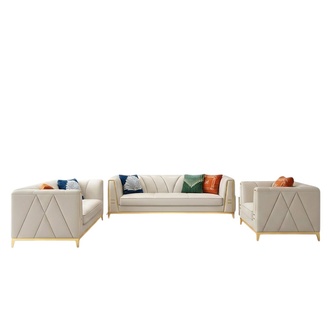 Medusa Edelstahl Leder Sofagarnitur Couch Wohnzimmer Möbel 4tlg Set
