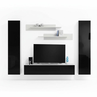 Modern Design Wohnwand Holz Wand Regale Komplett TV-Ständer Hänge Möbel