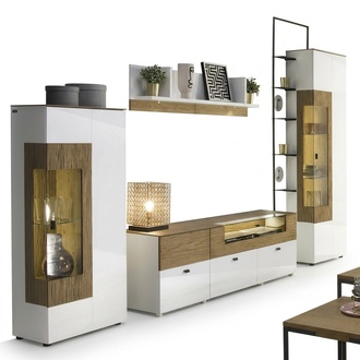 Modern Set TV-Lowboard 2x Vitrine Luxuriöses Wohnwand Wandregal Komplett