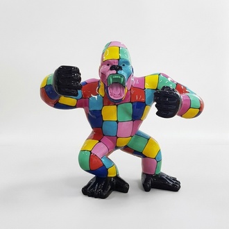 Modern Skulptur Gorilla aus Kunststoff Dekorative Figur Garten 70x80cm