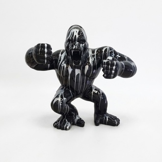 Modern Skulptur Gorilla aus Kunststoff Dekorative Figur Garten Schwarz