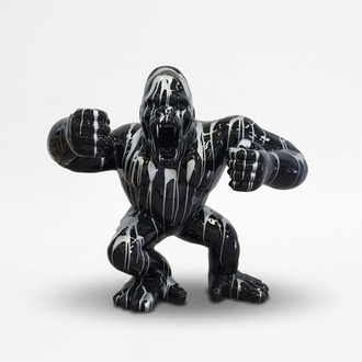 Modern Skulptur Gorilla Schwarze Deko Dekorative Figur Statuen Garten