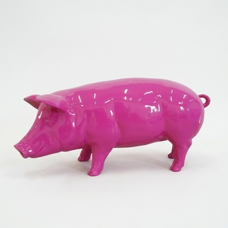 Modern Skulptur Schwein Wurst Kunststoff Dekorative Figur Garten 40x80cm