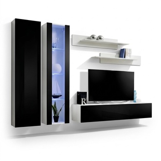Modern Wohnwand Hänge Vitrine rtv Wohnzimmer Wandschrank TV Ständer Regale