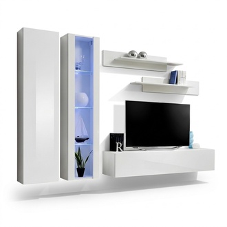 Modern Wohnwand Weiß Designer Wohnzimmer Möbel Holz Wandschrank