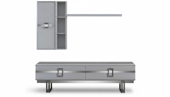 Modern Wohnwand Wohnzimmer Besteht aus 4tlg in Ekclusive Weiß Wohnwände