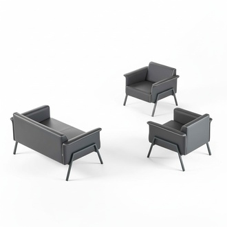 Moderne Arbeitszimmer Möbel Zweisitzer Ledersessel Designer Garnitur