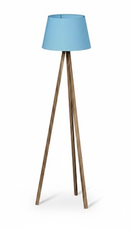Moderne blaue Holz-Stehlampe mit elegantem Design