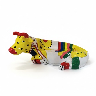 Moderne Design Kuh Bemaltes Rind Skulptur Statue 98x200cm Garten