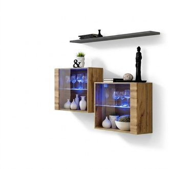 Moderne Designer Wohnwand Wohnzimmer Wand Schränke Braun Möbel Luxus