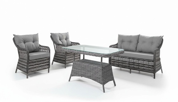 Moderne Gartenmöbel Luxus Sofagarnitur Tisch Hocker Sessel Sitzgruppe