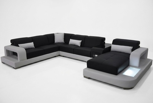 Moderne Sitz Polster Wohnlandschaft Wohnzimmer Couch Polster Ecke USB + Licht