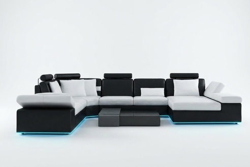 Moderne Sitzecke Ecksofa Sofa Polster Couch Wohnlandschaft Leder Sofa K5014 +USB