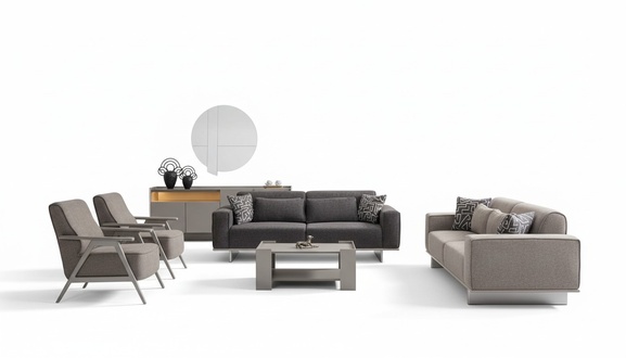 Moderne Stoff Polster Sofagarnitur Couch Sofa Set Couchen Sitzmöbel 4tlg.