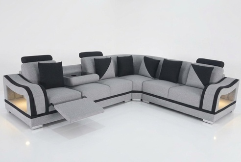 Moderne Textil Sofa Eckcouch Polster Wohnzimmer Ecksofa LForm Wohnlandschaft USB