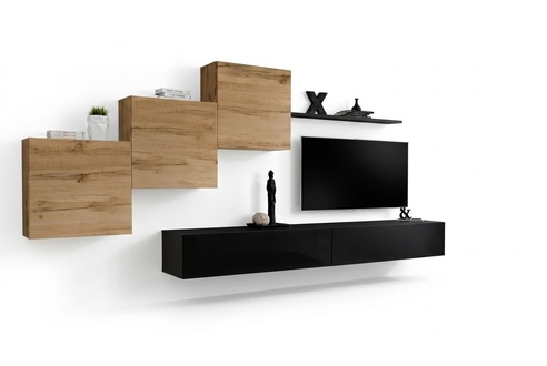 Moderne Wohnwand Einrichtung Komplett Garnitur Designer Wand Regal Sideboard