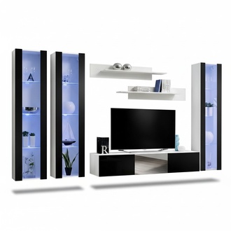 Moderne Wohnwand Wand Regale Wohnzimmer Hänge Vitrine Design Möbel