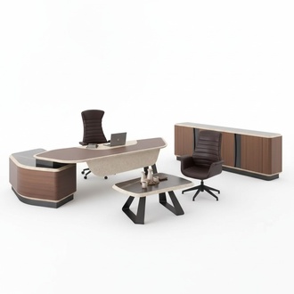 Moderner Arbeitszimmer Set Luxus Möbel Eckschreibtisch Sideboard Massivholz