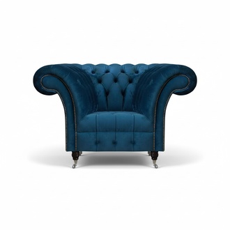 Moderner Blauer Chesterfield Sessel Designer Sitzmöbel Wohnzimmer Sitzer