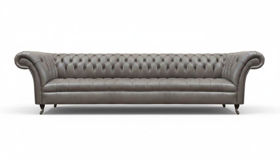 Moderner Chesterfield 4-Sitzer Luxuriöse Couch Ledermöbel Viersitzer
