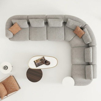 Moderner grauer Wohnzimmer Set aus Textil und Holz