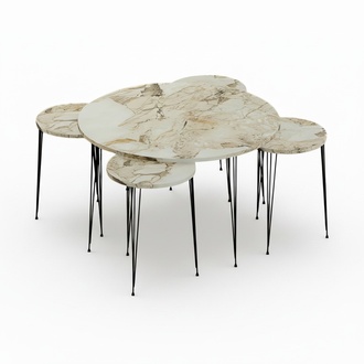 Design Beistelltisch Set Weiß & Schwarz